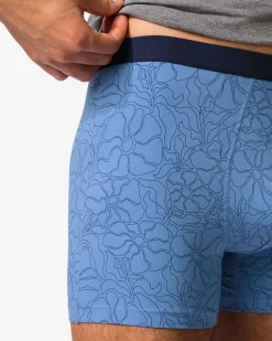 herenboxers bloemen - 3 stuks middenblauw