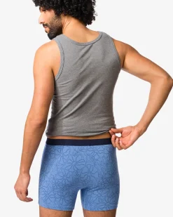 herenboxers bloemen - 3 stuks middenblauw