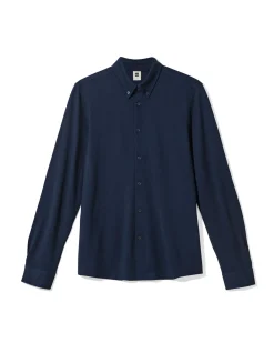 herenoverhemd Billy piqué donkerblauw