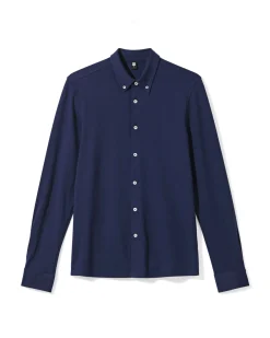 herenoverhemd Billy pique donkerblauw