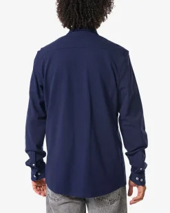 herenoverhemd Billy pique donkerblauw
