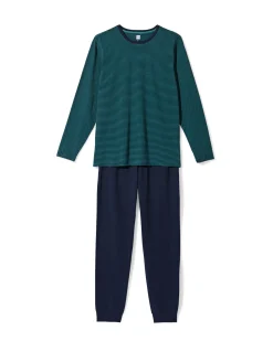 herenpyjama Jesse jersey strepen donkerblauw