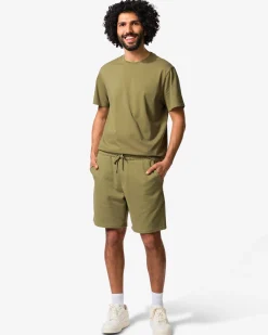 herenshort regular fit sweatstof middengroen