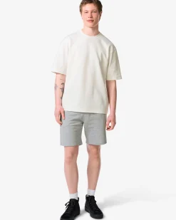 herenshort regular fit sweatstof grijsmelange