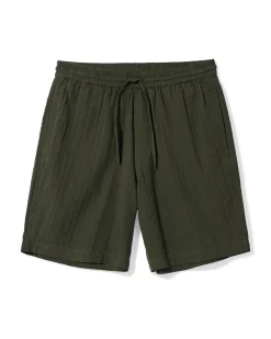 herenshort Sem regular fit seersucker donkergroen