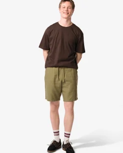 herenshort Wes regular fit poplin middengroen
