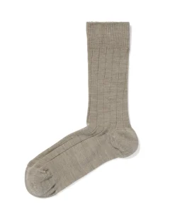 herensokken rib wol beige