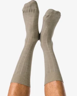 herensokken rib wol beige