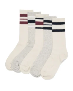 herensokken strepen - 5 paar beige
