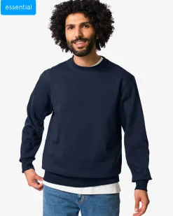 herentrui Daryl regular fit sweatstof donkerblauw