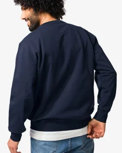 herentrui Daryl regular fit sweatstof donkerblauw
