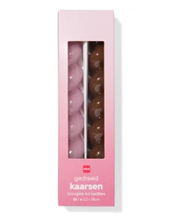 huishoudkaarsen ⌀2.2x20cm draai roze - 2 stuks