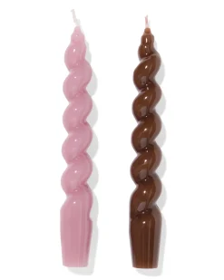 huishoudkaarsen ⌀2.2x20cm draai roze - 2 stuks