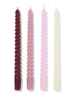 huishoudkaarsen ⌀2.2x25cm draai roze - 4 stuks