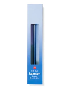 huishoudkaarsen ⌀2.2x25cm kleurverloop blauw - 2 stuks