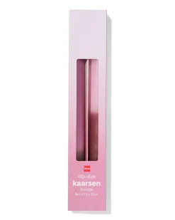 huishoudkaarsen ⌀2.2x25cm kleurverloop roze - 2 stuks