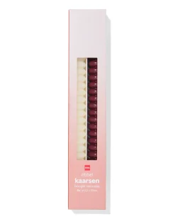 huishoudkaarsen ⌀2.2x25cm ribbel donkerrood - 2 stuks