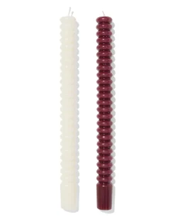 huishoudkaarsen ⌀2.2x25cm ribbel donkerrood - 2 stuks