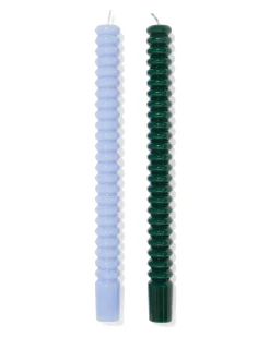 huishoudkaarsen ⌀2.2x25cm ribbel blauw - 2 stuks