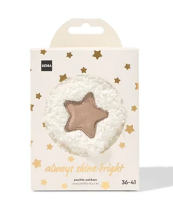 huissokken maat 36-41 fluffy ster crème