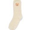 huissokken maat 36-41 fluffy teddybeer crème