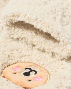 huissokken maat 36-41 fluffy teddybeer crème