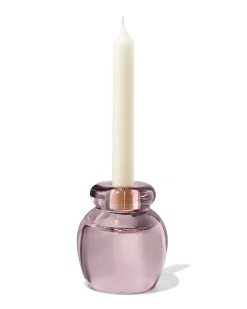 2-in-1 kandelaar 8.5x10cm glas transparant roze