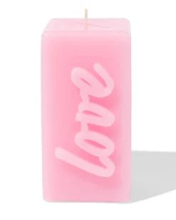kaars 12.5cm 'love' roze