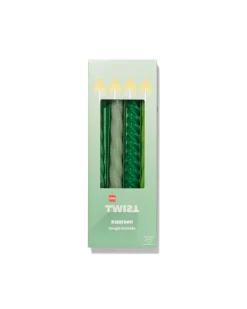 kaarsen met twist Ø2x25 groen - 4 stuks
