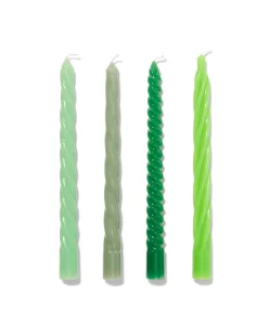 kaarsen met twist Ø2x25 groen - 4 stuks