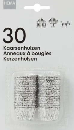 kaarsenhulzen - zilver - 30 stuks