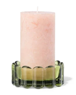 kaarsonderzetter ⌀10cm glas ribbel groen