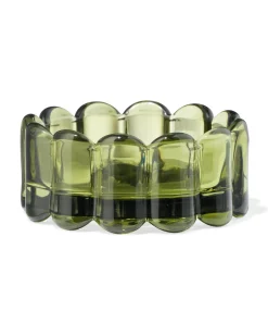 kaarsonderzetter ⌀10cm glas ribbel groen