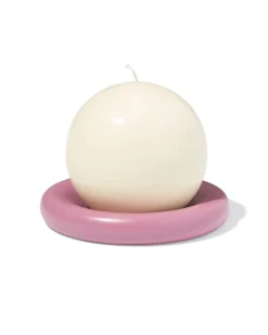 kaarsonderzetter ⌀20cm keramiek roze