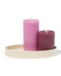 kaarsonderzetter ⌀30cm keramiek ovaal wit