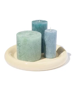 kaarsonderzetter ⌀20cm metaal crème