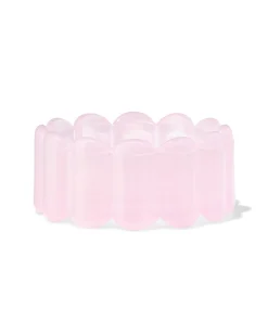 kaarsonderzetter ⌀10x4.5cm glas ribbel roze
