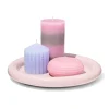 kaarsonderzetter ⌀26.5x3cm hout roze