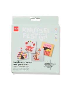 kaartjes versieren met pompoms circus