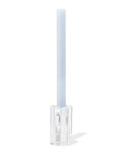 kandelaar S glas ribbel transparant