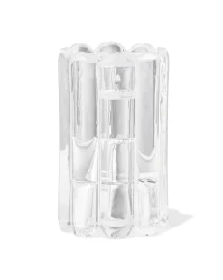 kandelaar S glas ribbel transparant