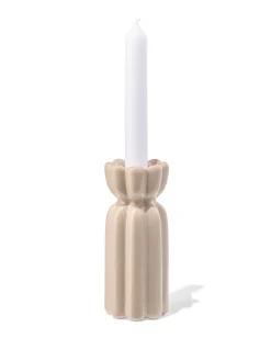 kandelaar ⌀6x15cm keramiek ribbel tulp bruin