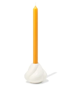 kandelaar 9.2x9cm keramiek twist crème