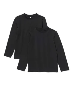 kinder basis t-shirts stretch katoen - 2 stuks zwart