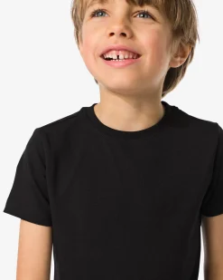kinder basis t-shirts stretch katoen - 2 stuks zwart