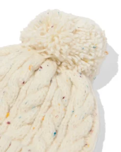 kinder beanie pompon crème beige