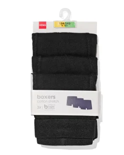 kinder boxers basic stretch katoen - 3 stuks zwart