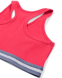 kinder crop top bloem - 2 stuks roze