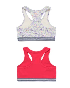 kinder crop top bloem - 2 stuks roze