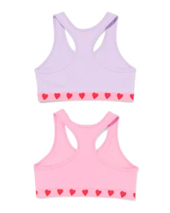 kinder crop tops hartjes - 2 stuks roze